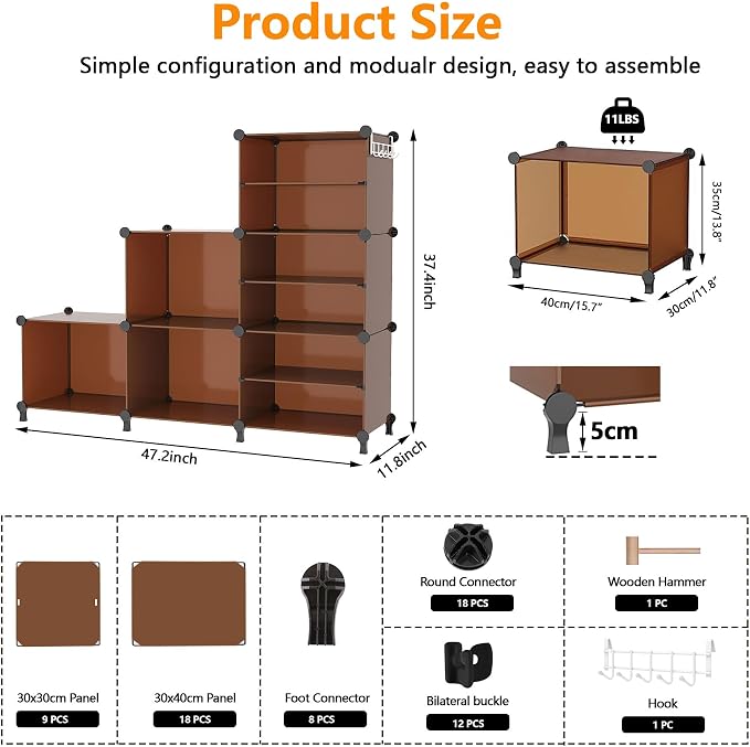 AWTATOS Closet Organizer 6 Cube Storage Shelves Portable Closet Clothes - Image 3