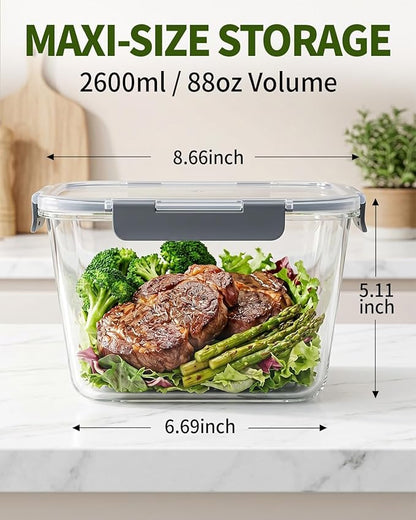 2 Pack 88oz/11 Cups Large Glass Storage Containers - Image 6