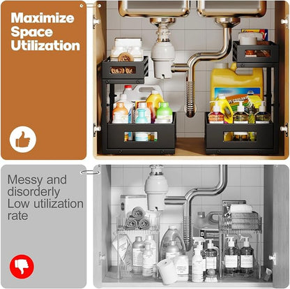1-Pack Under Sink Organizers and Storage, 2-Tier L Shape Pull Out Cabinet - Image 5