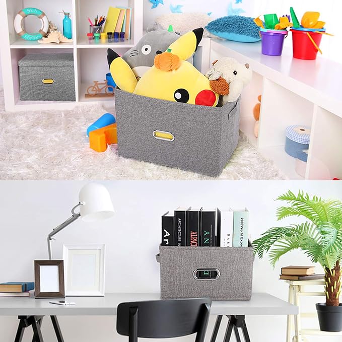 Large Linen Fabric Foldable Storage Bins - Image 5