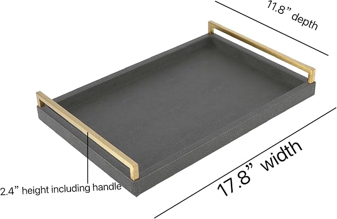 17.8 * 11.8" Grey Shagreen Large Serving Tray - Image 2