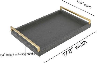 17.8 * 11.8" Grey Shagreen Large Serving Tray - Image 2