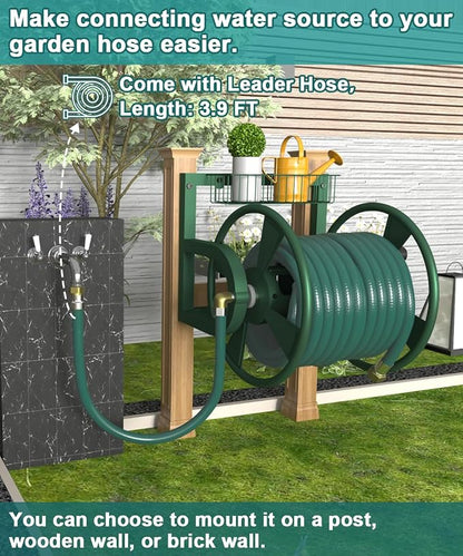 Artigarden Garden Wall Mounted Hose Reel, Outdoor Heavy-Duty Water Hose Holder - Image 3