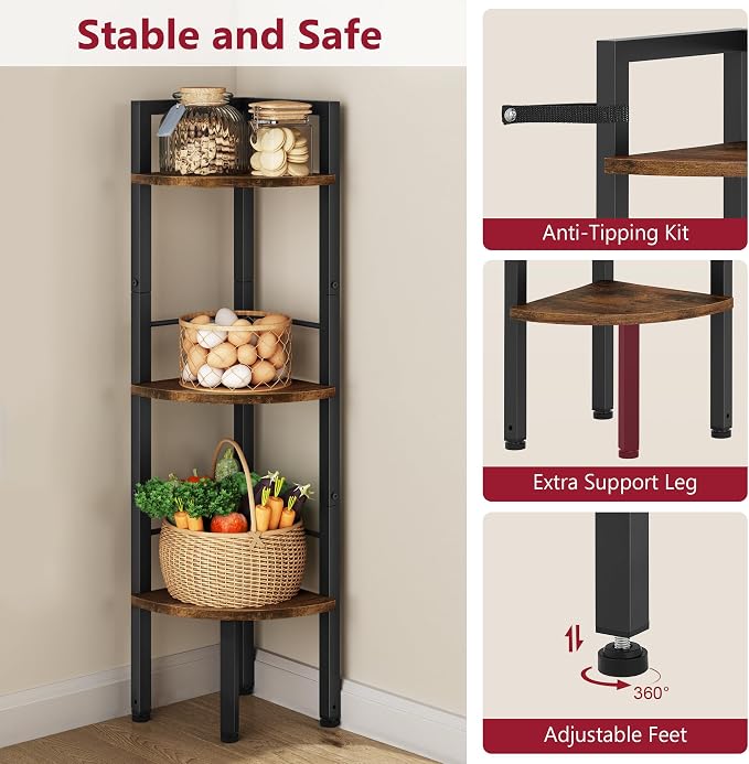 Tajsoon Corner Shelf Stand 3 Tier 39.5" - Image 5