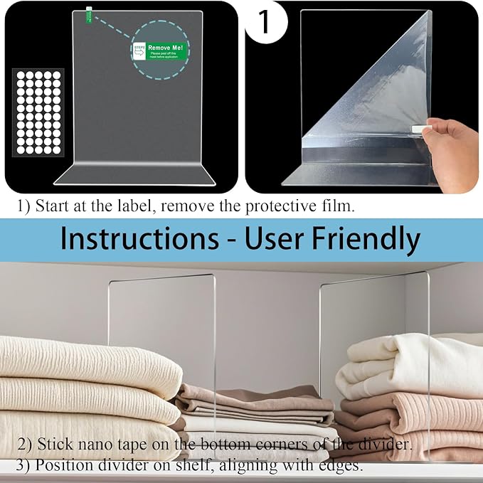 Shelf Dividers for Closet Organization: 12" Tall Acrylic Closet Dividers for - Image 7