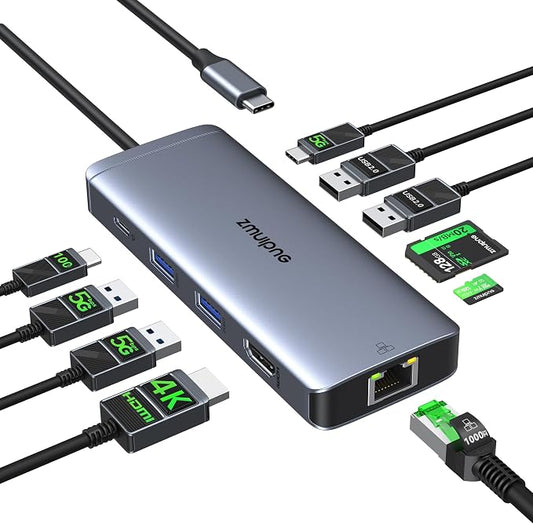USB C Hub Ethernet USB C Adapters by ZMUIPNG
