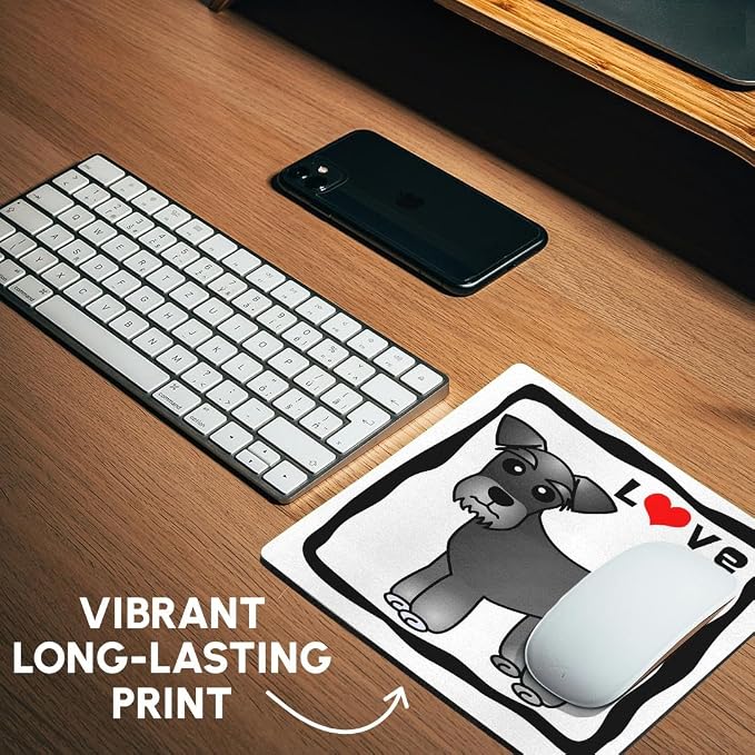 3dRose LLC 8 x 8 x 0.25 Inches Mouse Pad, I Love My Miniature Schnauzer Dog - Image 6