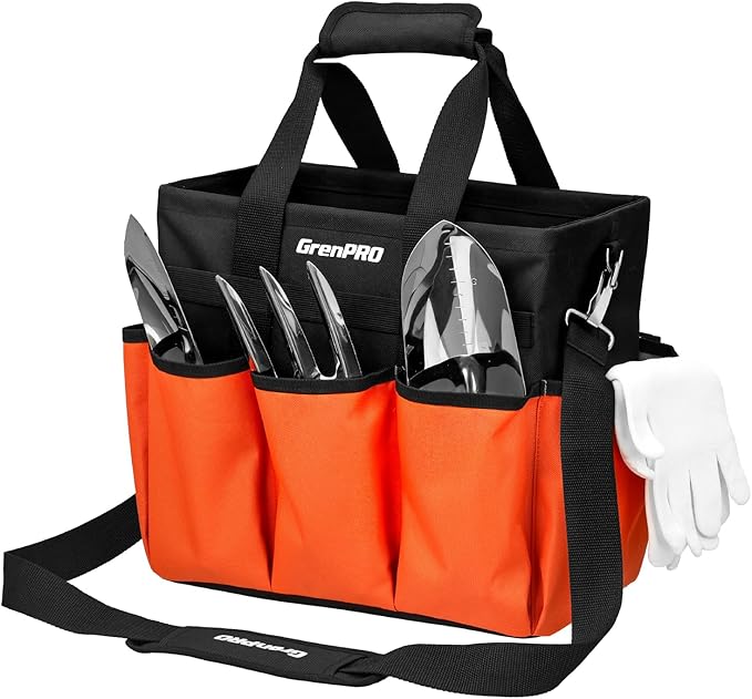 GRENPRO Garden Tool Bag Organizer, Heavy Duty Gardening Tote Toolbox by GrenPRO