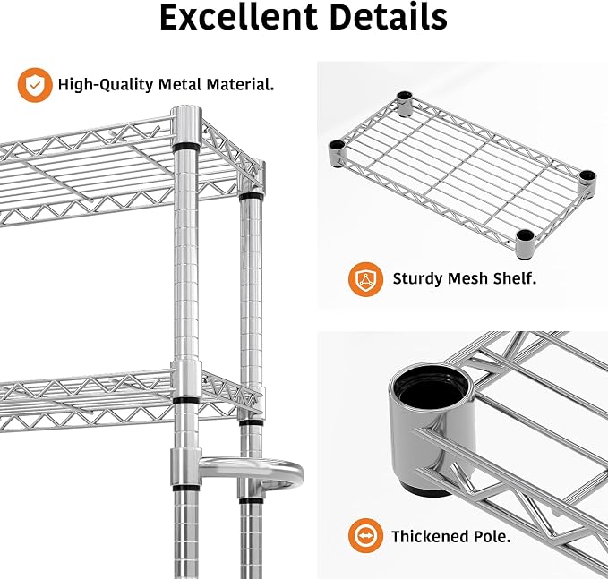 GarveeHome 5-Tier Heavy Duty Storage Shelves 1100 LBS Metal Wire Rack Shelving - Image 7