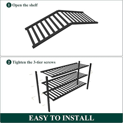 Smiry Bamboo Shoe Rack for Closet, 3 Tier Long Wooden Stackable Shoe Organizer - Image 4