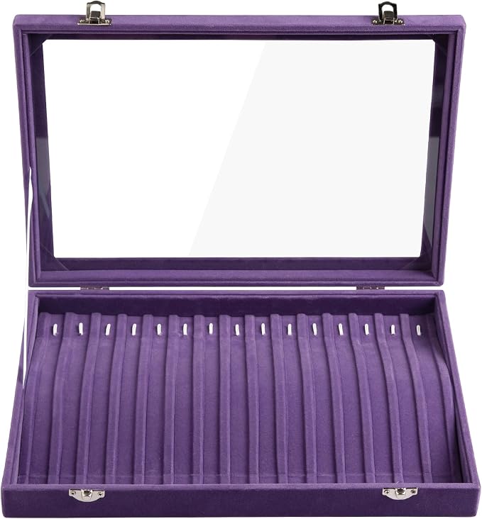 Frebeauty 15 Hooks Necklace Tray Velvet Neckalce Organizer - Image 4