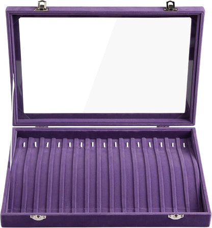 Frebeauty 15 Hooks Necklace Tray Velvet Neckalce Organizer - Image 4