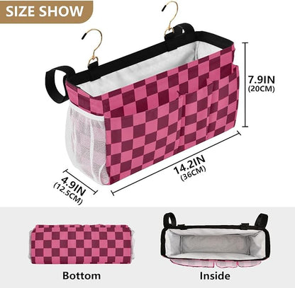 Checkered Hot Pink Bedside Caddy - Image 4