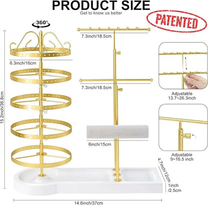 Jewelry Organizer Stand, Metal Rotating Earring Holder Organizer - Image 2