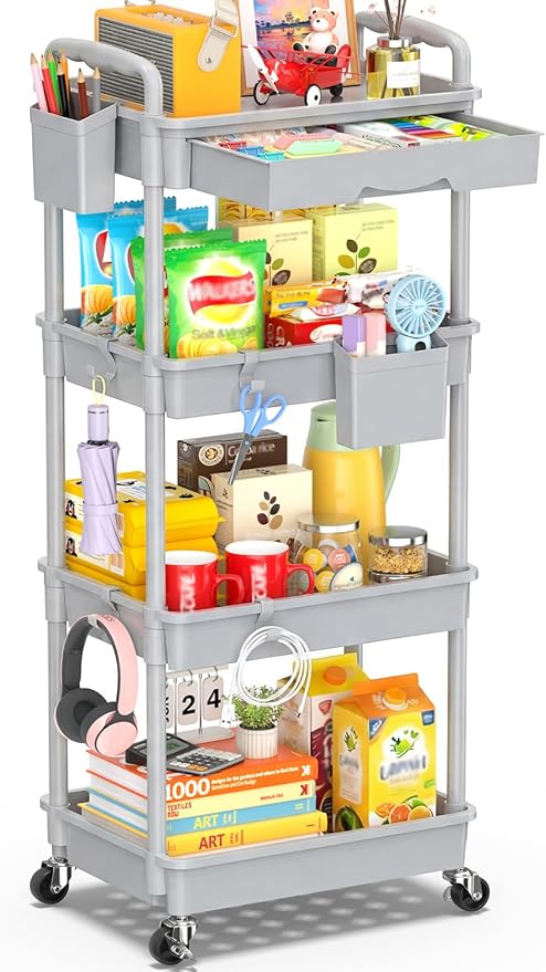 SUNALLY 4 Tier Rolling Utility Cart by SUNALLY