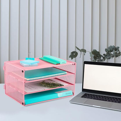 EASEPRES Paper Organizer Tray, 3 Tier Mesh Desk File Organizer Letter Sorter - Image 7