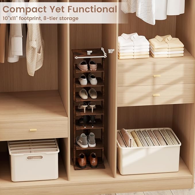 Tangkula 8-Tier Vertical Shoe Rack, Space-Saving Corner Shoe Organizer - Image 8
