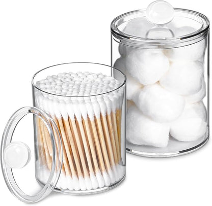2 Pack Qtip Holder, Canister Apothecary Jar Set, Bathroom Jars by XIPENGKEJI
