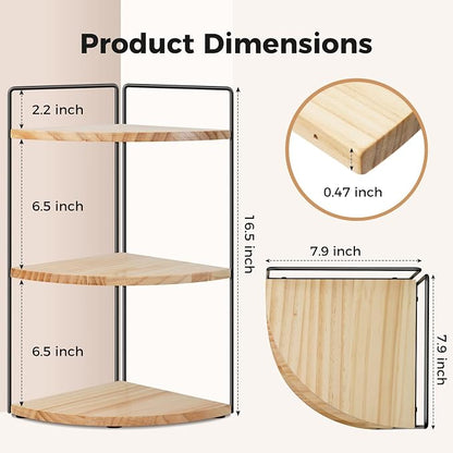 3 Tier Corner Bathroom Counter Organizer – Solid Wood + Metal Stand, Bathroom - Image 3