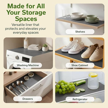 EVALAND Shelf Liners for Kitchen Cabinets Non-Adhesive 12" x 33 FT Gray Drawer - Image 4
