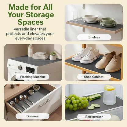 EVALAND Shelf Liners for Kitchen Cabinets Non-Adhesive 17.7" x 33 FT Grey - Image 4