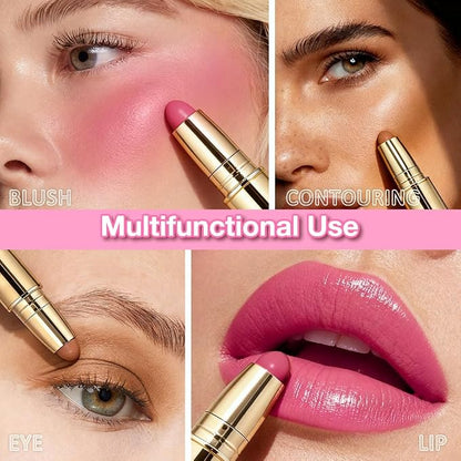 evpct 2In1 Blush Contour Multiuse Makeup Stick, Berry Tan & Brown Creamy Butter - Image 4