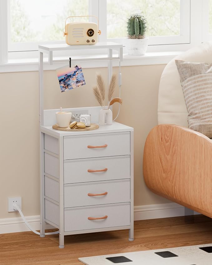 Furnulem White Nightstand, 38 inches Tall Night Stand - Image 8