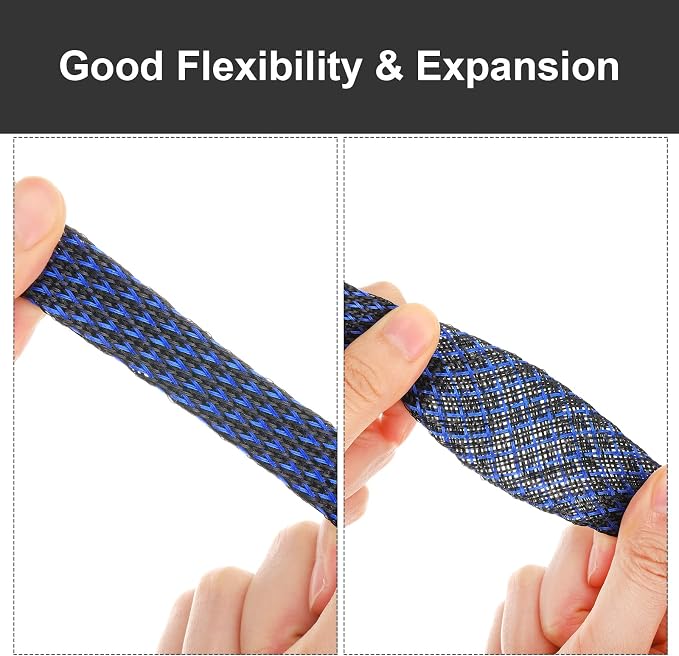 Xuniea 96ft Wire Loom Braided Cable Sleeve Covers Cord Management - Image 3