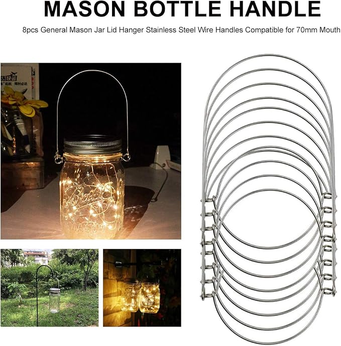 DOITOOL Mason Jar Wire Handles 8 Pack Stainless Steel Wire Hangers Compatible - Image 4