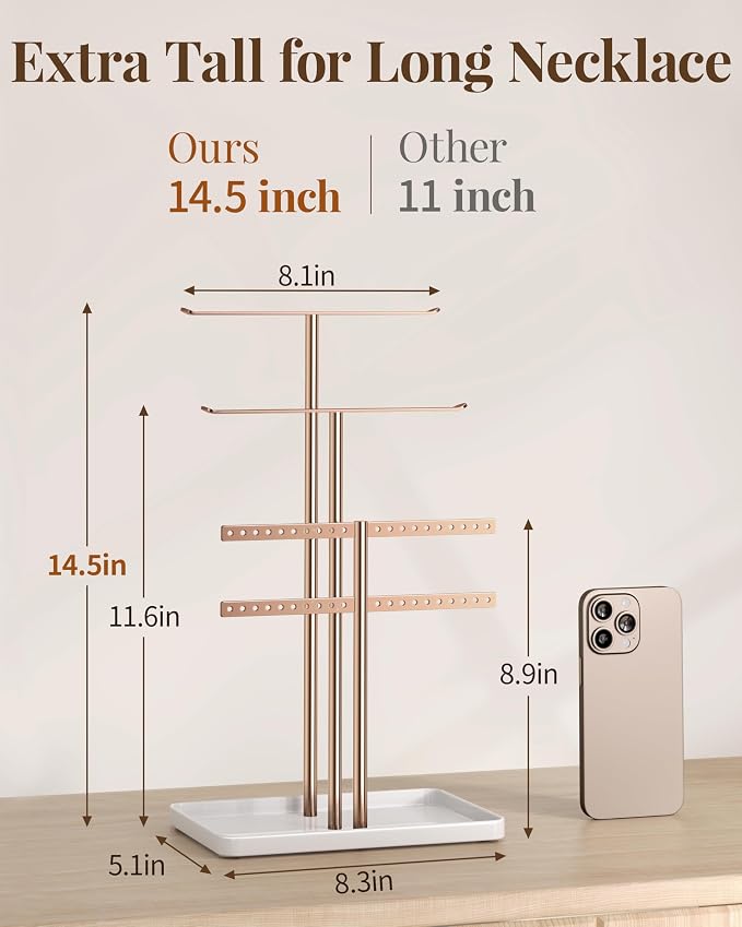 pickpiff Jewelry Stand Holder Organizer: 14.5" Sturdy Hanger - Image 4