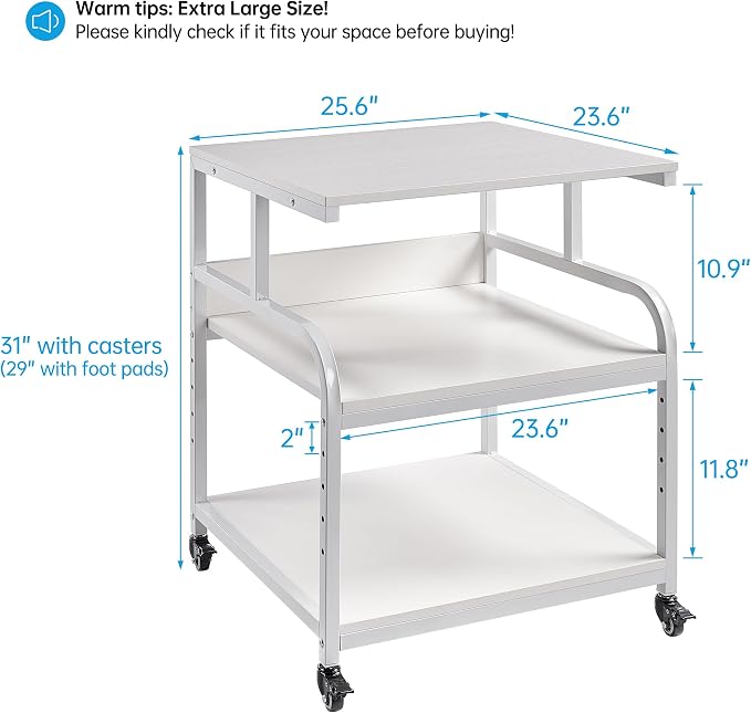 Printer Stand, 25.6" x 23.6" x 30.9" Extra Large Printer Table - Image 2