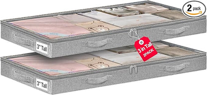 punemi 3 Inches Low Profile Under Bed Storage Bins by Punemi