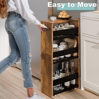 MARTY Rolling Storage Cart 7.9" W, 4-Tier Narrow Kitchen Cart - Image 2