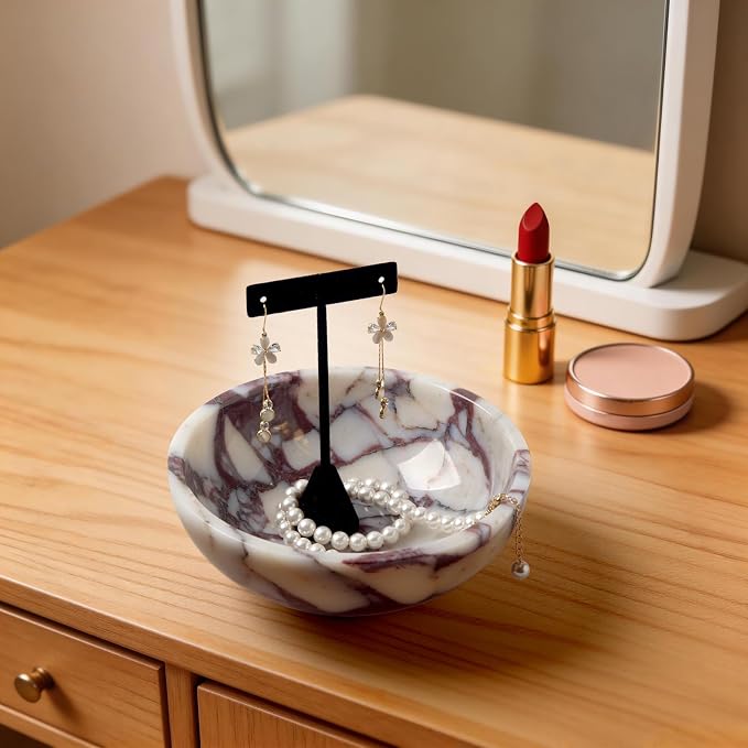 Luxury Natural Marble Catchall Bowl – Small 5.9-Inch Calacatta Viola Marble - Image 2