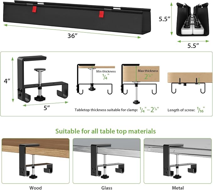 KEEGH Large 36" Under Desk Cable Management Tray - Image 4