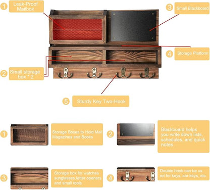 Key Holder for Wall, Mail Organizer Wall Mount - Image 3