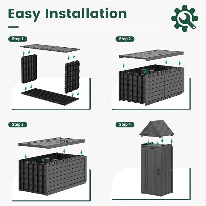 Bifanuo Deck Box Storage Shed Outdoor Storage Cabinet, Vertical Waterproof - Image 8