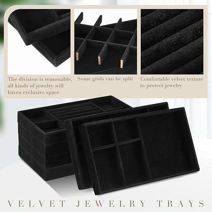 Junkin 18 Pcs Velvet Jewelry Tray, Stackable Jewelry Organizer Trays - Image 3