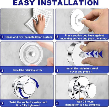 Bntuk Suction Cup Hooks for Shower, Removable Towel Hooks for Bathroom Window - Image 4