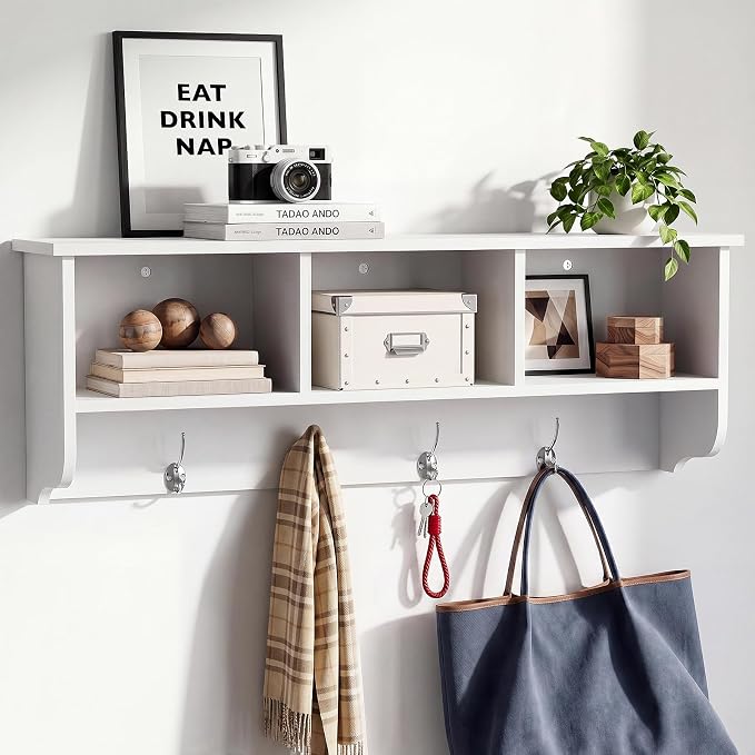38.6inch Wall Mounted Entryway wooden Coat Rack - Image 6