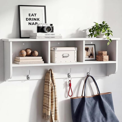 38.6inch Wall Mounted Entryway wooden Coat Rack - Image 6