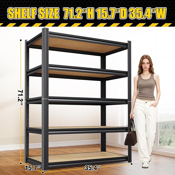 4 Pack Garage Shelving Heavy Duty Storage Shelves, Metal Adjustable Shelving - Image 3