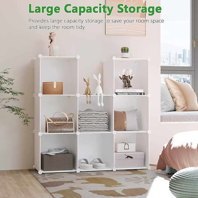 C&AHOME Cube Storage, 9-Cube Bookshelf, Plastic Closet Cabinet Organizer - Image 4