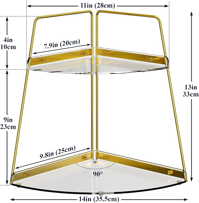 NiHome 2-Tier Acrylic Countertop Corner Organizer - Image 2