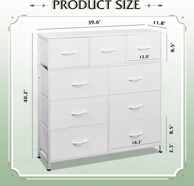 WLIVE Tall Dresser for Bedroom, 9 Drawer Chest of Drawers, Tall storage design - Image 3