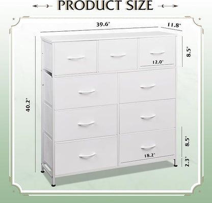 WLIVE Tall Dresser for Bedroom, 9 Drawer Chest of Drawers, Tall storage design - Image 3