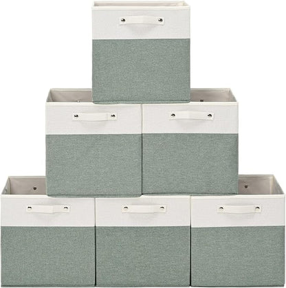 FinishingBo 13x13x13 Storage Cube Bins 6 Pack, Cube Shelf Baskets | Foldable by SimplifySpaceSimplifyLife