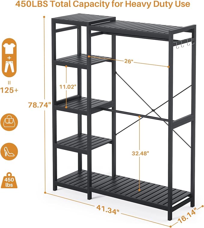 Homykic Bamboo Clothes Rack Garment Rack - Image 4