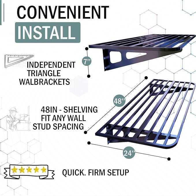 Garage Wall Shelving 2-Pack 2x4ft 24-inch-by-48-inch Wall Shelf Garage Storage - Image 5