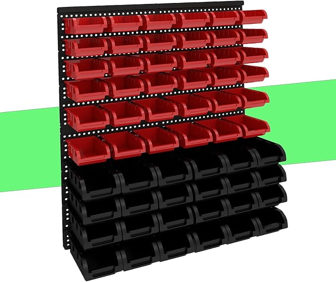 60Pcs Plastic Wall Mounted Storage Bins Parts Rack Nuts And Bolt Bins Organizer by Unknown